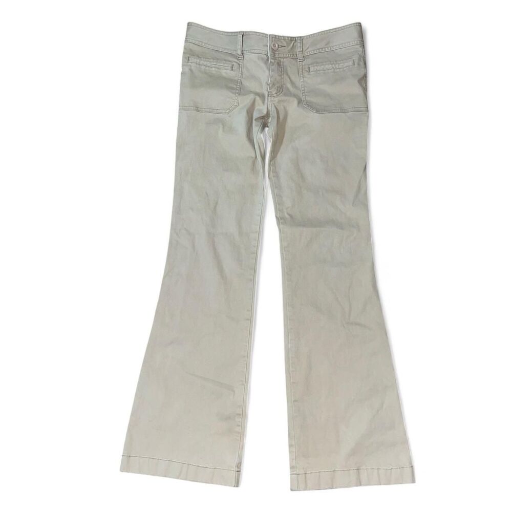 Vintage Y2K 2002 Hollister Co. Women's Tan and Khaki Flare Trousers SZ 7